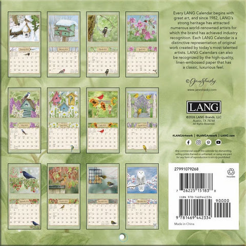 back birds in the garden, 2027 Mini Wall Calendars 2799107