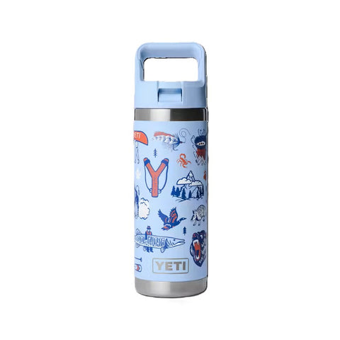 Yeti Rambler bottle with straw cap 18 oz in big sky summer camp