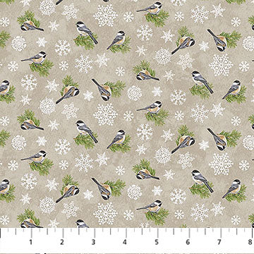 birds and snowflakes, Winter Woodland Cotton Fabric Collection 288