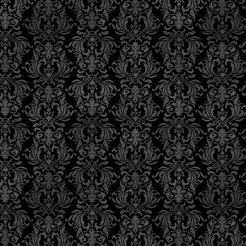 black, Cardinal Charm Collection Damask Cotton Fabric 3993