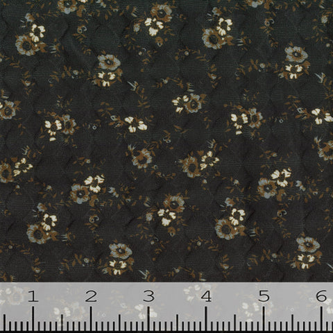 black, Diamond Floral Print Knit Fabric CA22
