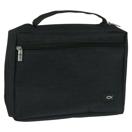 black, Ichthys Fish Poly-Canvas Value Bible Cover BBC78