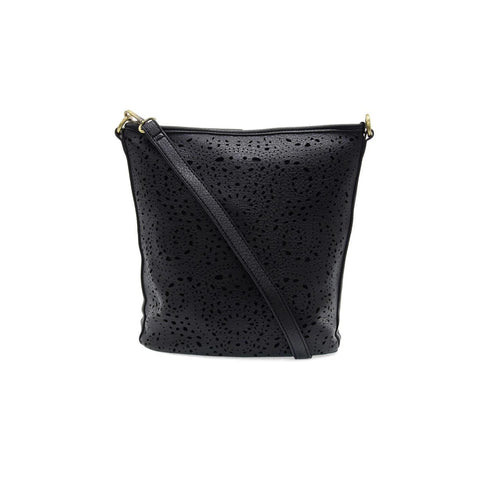 Joy Susan lazer cut eyelet bucket crossbody bag in black