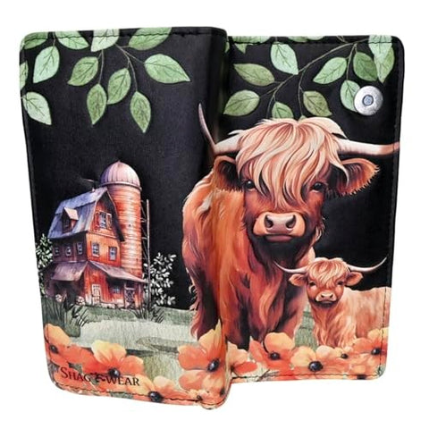 Highland Cow on Black wallet