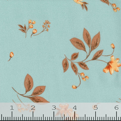 sea foam, Janine Floral Knit Print Fabric FA1619