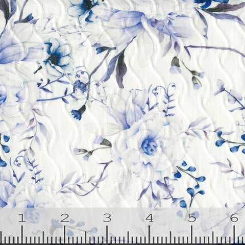 blue, Fashion Floral Print Knit Fabric 248