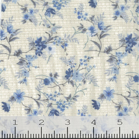 blue, Floral Pontelle Print Knit Fabric CA22538