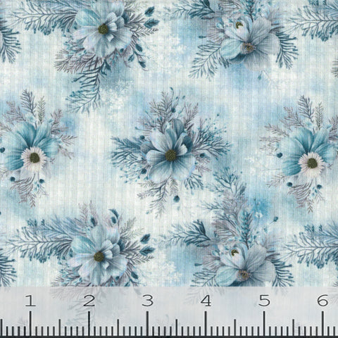 blue, Floral Print Knit Fabric CA257