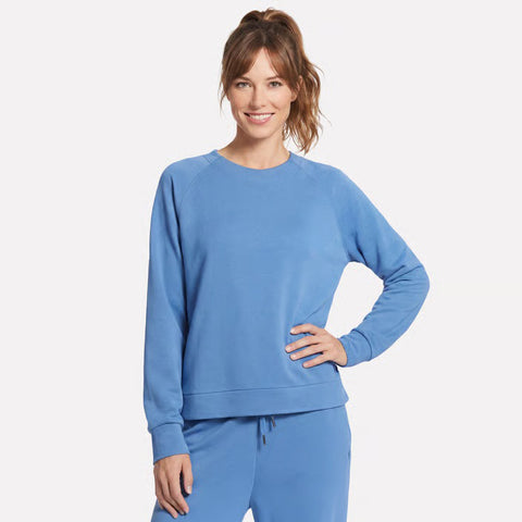 blue, Women's Cozy Luxe Crewneck Sweatshirt LT152