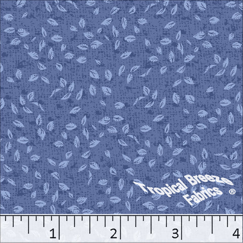 blue, Standard Weave Leaf Print Poly Cotton Fabric 6336