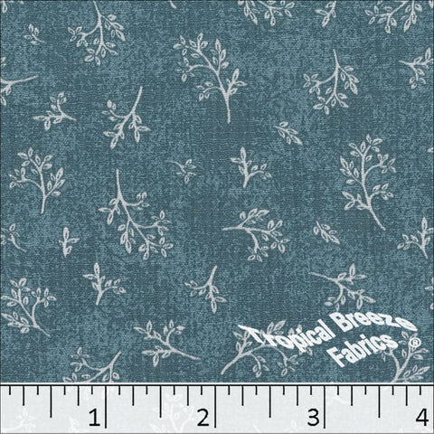 blue teal, Linen Crepe Print Polyester Fabric 048617