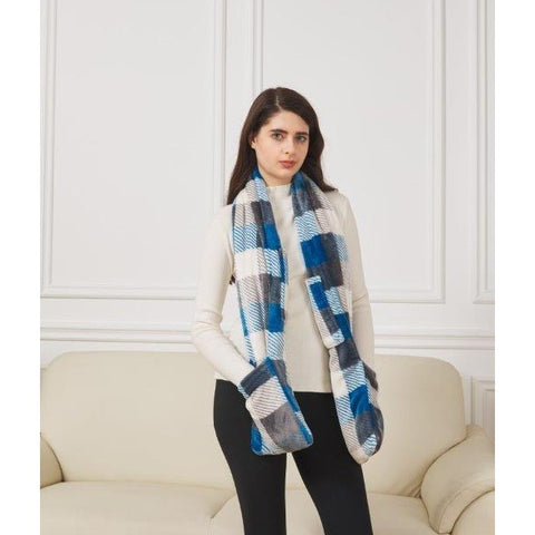 Blue & Gray Plaid pocket scarf PSTR