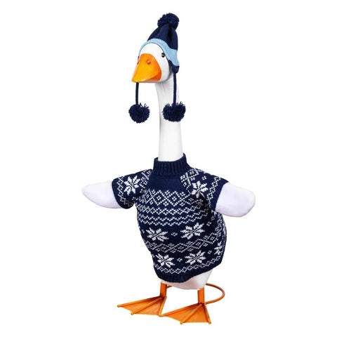 Blue sweater outfit for Giddy the Porch Goose