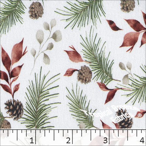 burgundy, Dream Crepe Pinecone Print Polyester Fabric 042628