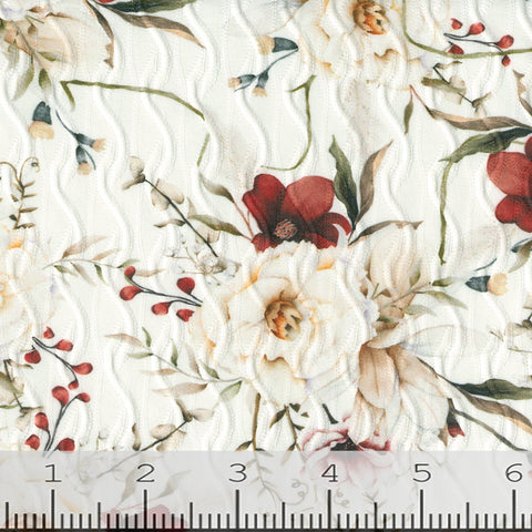 burgundy, Fashion Floral Print Knit Fabric 248
