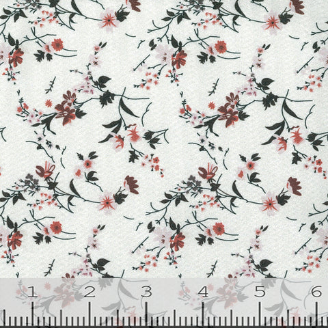 burgundy, Floral Print Knit Fabric 250