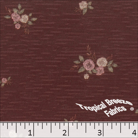 burgundy, Rebecca Knit Floral Print Fabric 573619