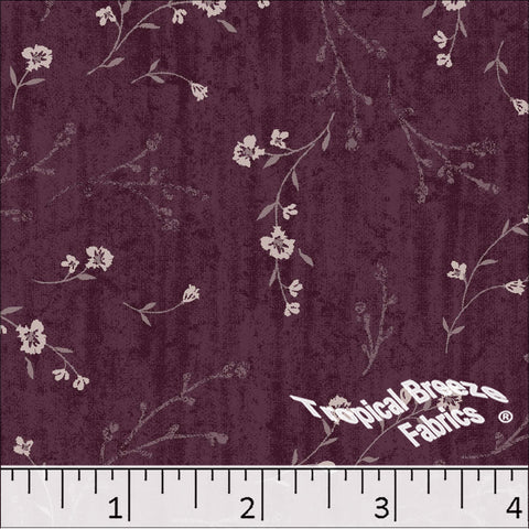 burgundy, Standard Weave Floral Print Poly Cotton Fabric 6309