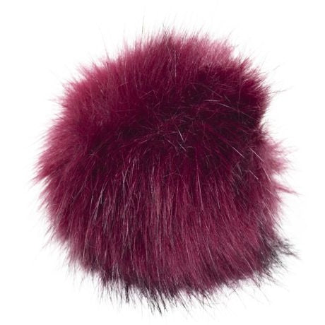 Burgundy Faux Fur Pom Pom 