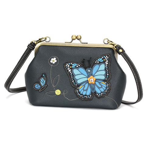 butterfly, Kisslock Crossbody Purse 864B