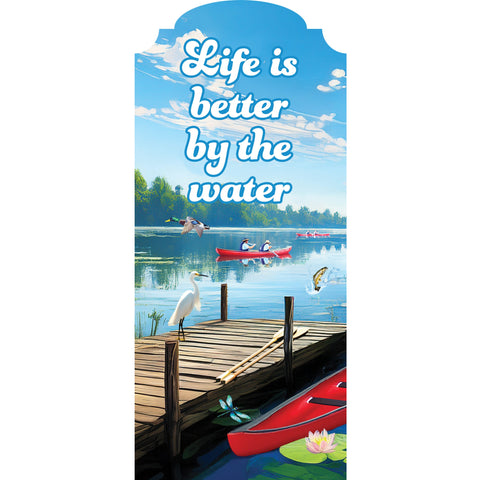 Custom Decor YarDecor panel showing by the water