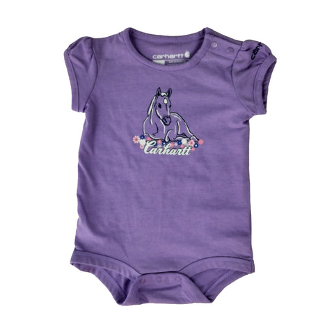Girl Short Sleeve Flower Horse Bodysuit CA9853