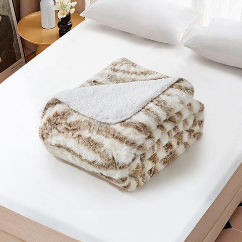 Caramel Tiger pattern Sherpa Blanket
