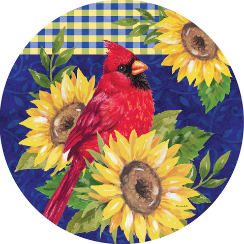 Cardinal & sunflowers suncatcher