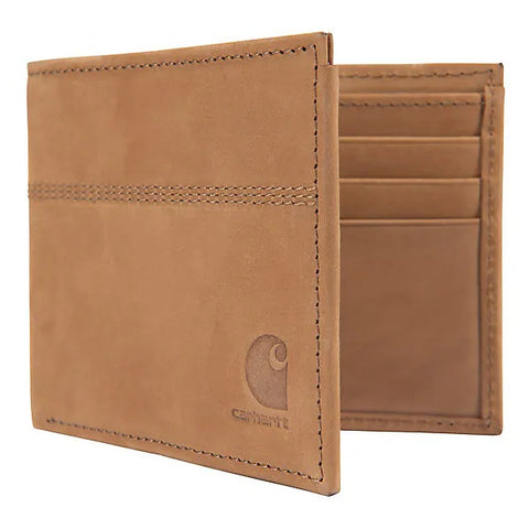 Carhartt saddle leather bifold wallet in Carhartt Brown