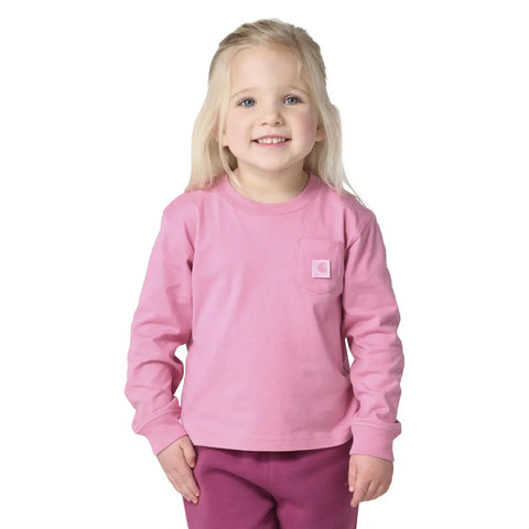 rose, Girls' Long-Sleeve Tonal Patch Pocket T-Shirt CA7221