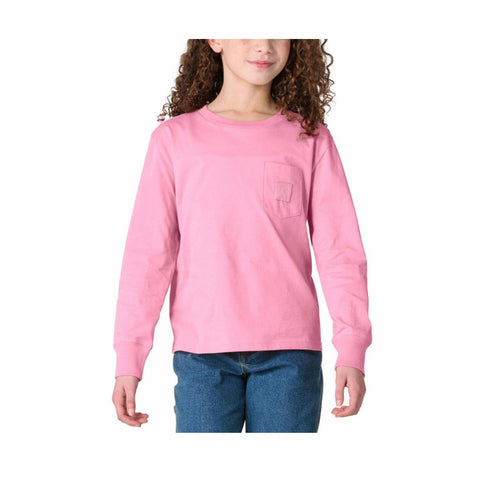 cashmere rose, Girls' Long-Sleeve Tonal Patch Pocket T-Shirt CA7221