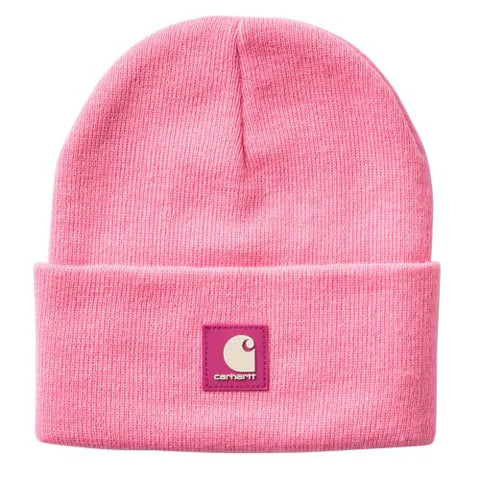 Carhartt Children's Rubber Patch Watch Cap Beanie in cashmere rose