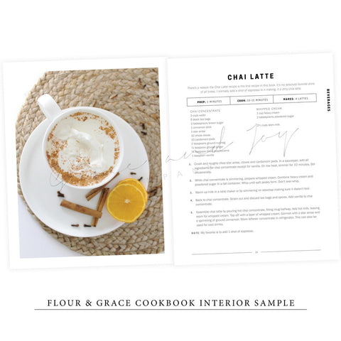 Inside of Flour & Grace Cookbook