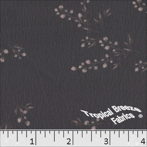 charcoal, Crinkle Creme Polyester Fabric 042626