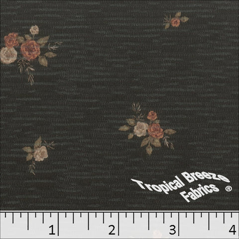 charcoal, Rebecca Knit Floral Print Fabric 573619