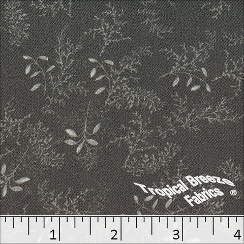 charcoal, Vintage Weave Leafy Print Polyester Fabric 042627