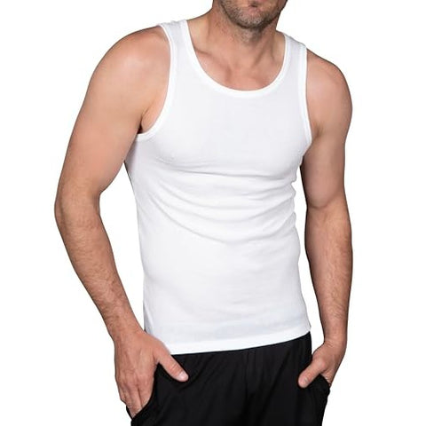 Man wearing Columbia performance tank top undershirt