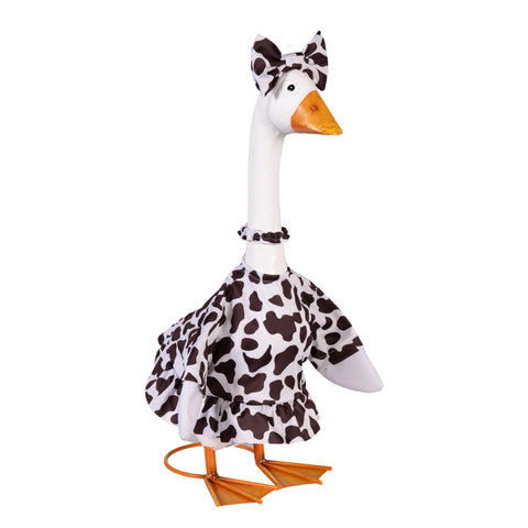 Cow print gown outfit for Giddy the Porch Goose