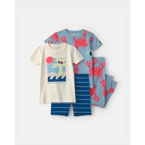 crab print, Boys' 4-Piece Pajama Sets 1V