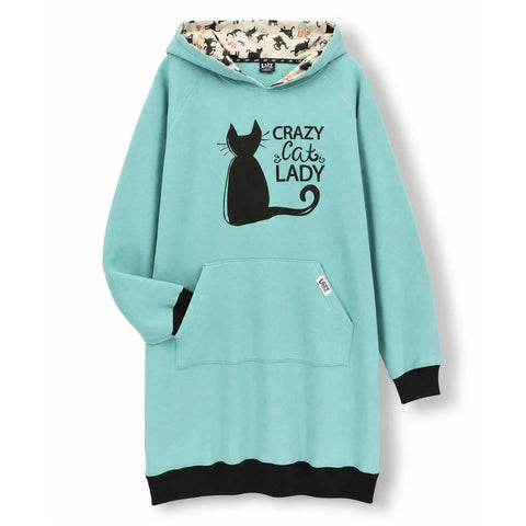 crazy cat, Women's Long-Sleeve Sleep Hoodie SHD