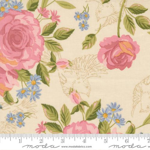 cream, My Secret Garden Collection Rose Garden Cotton Fabric 20980