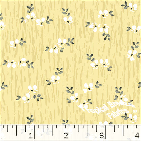 daffodil, Standard Weave Floral Print Poly Cotton Fabric 6338