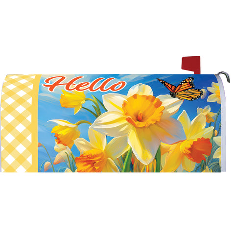 Large mailbox cover showing Daffodils & Butterfly