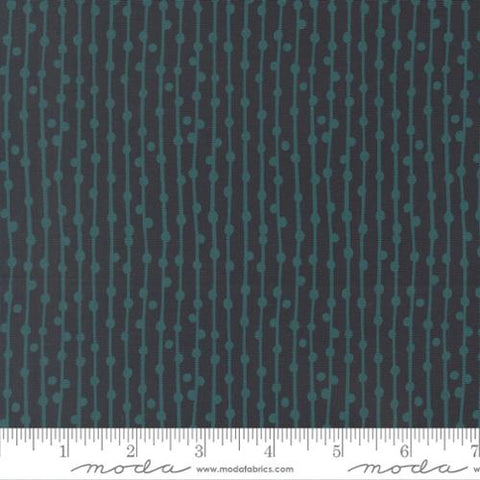 dark blue, Feather and Forest Bloom Collection String of Pearls Cotton Fabric 14148
