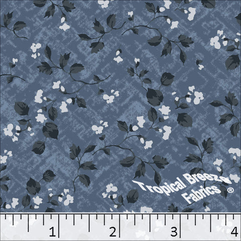 dark blue, Standard Weave Floral Print Poly Cotton Fabric 6337