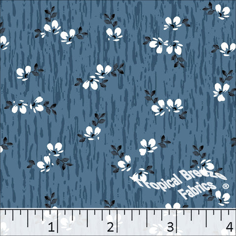 dark blue, Standard Weave Floral Print Poly Cotton Fabric 6338