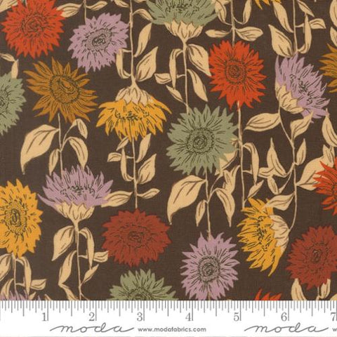 dark brown, Windfall Collection Sunflower Field Cotton Fabric 45651