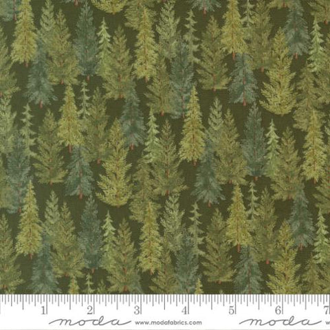 dark green, Northwoods Collection Tree Line Cotton Fabric 56192