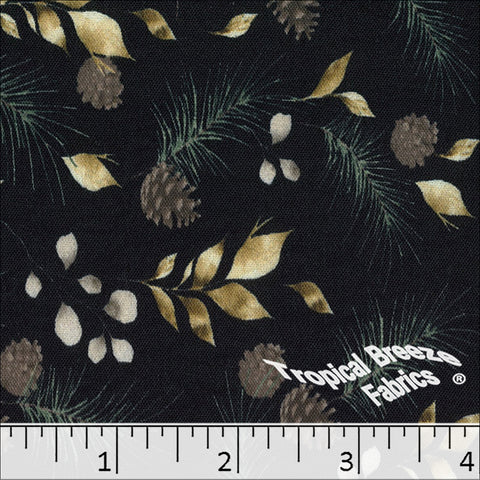 dark navy, Dream Crepe Pinecone Print Polyester Fabric 042628
