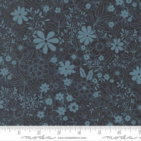 dark navy, Feather and Forest Bloom Collection Pollen Sprinkles Cotton Fabric 14147